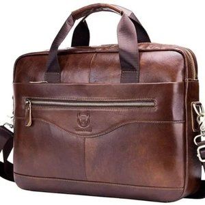 New Leather Messenger Handbag Business Brown #01